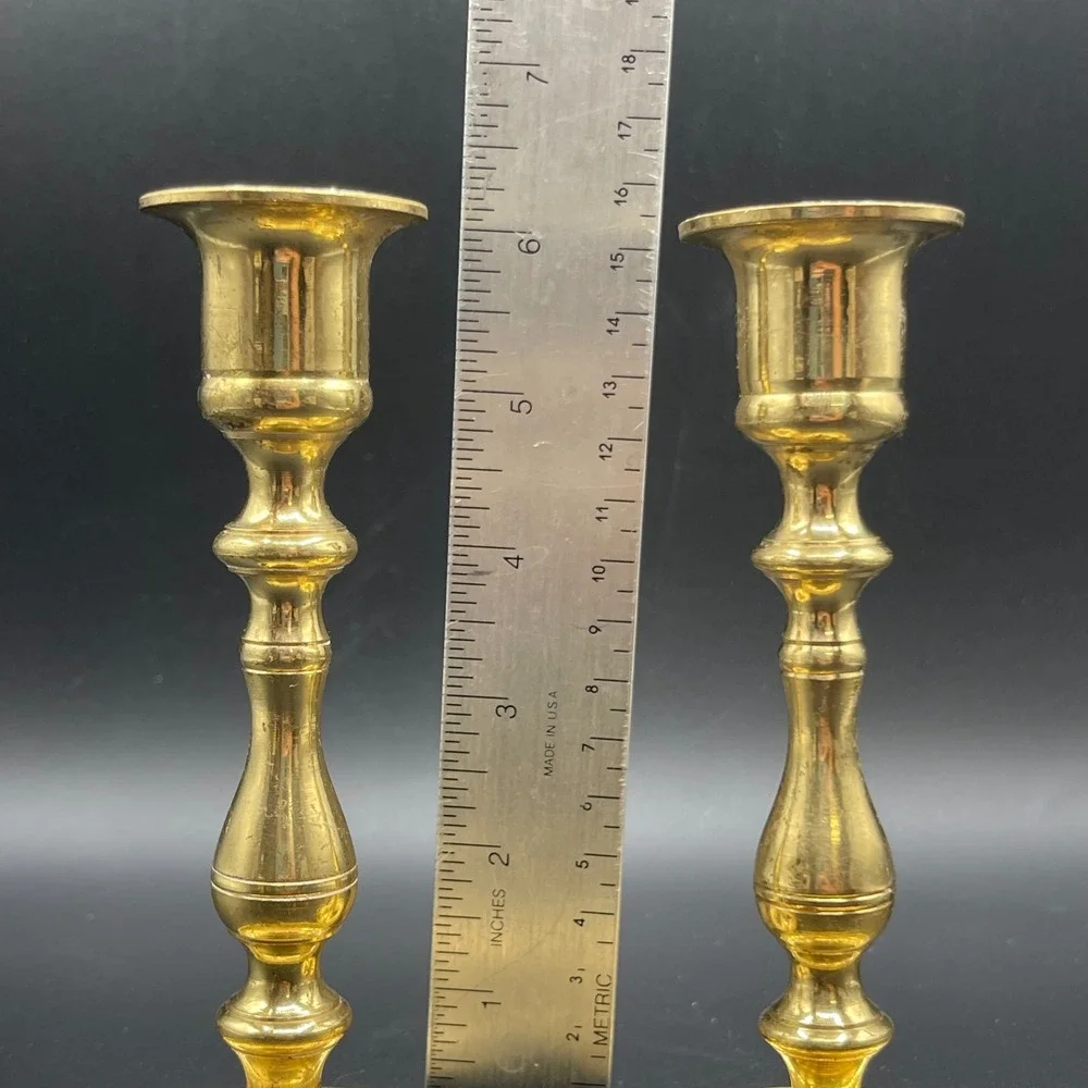 Vintage Brass Candlestick Holders Set of 2 Made in Japan 6.5 Inch Tall Baluster